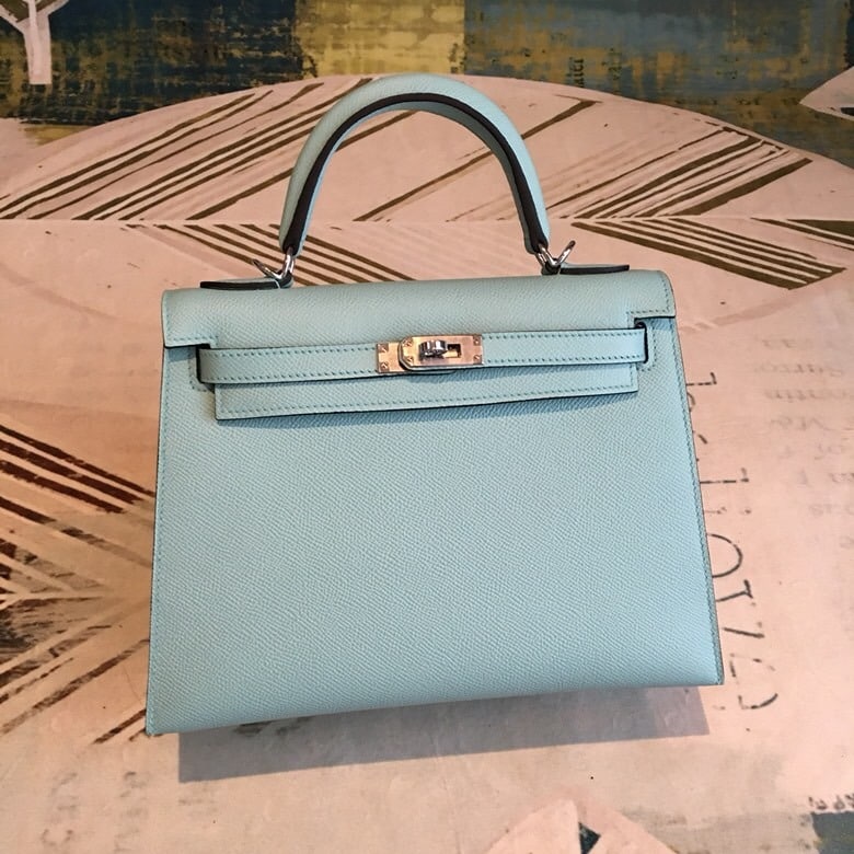 1:1 Replica Hermes Kelly Light Blue For Women Silver Toned Hardware 10in/25cm - Image 8