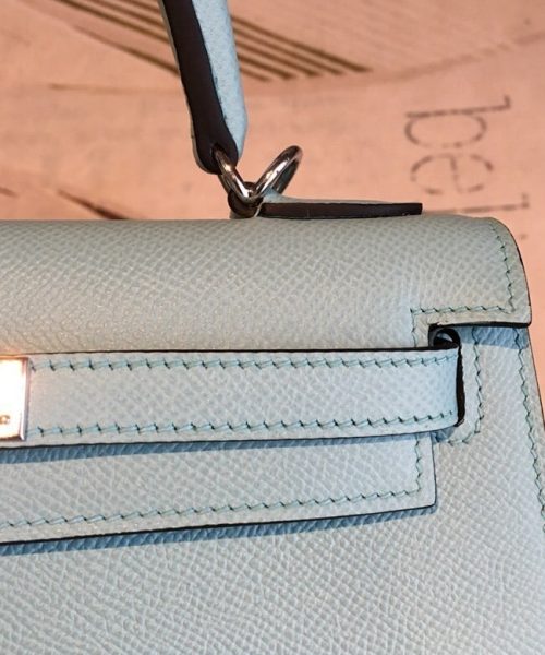 1:1 Replica Hermes Kelly Light Blue For Women Silver Toned Hardware 10in/25cm