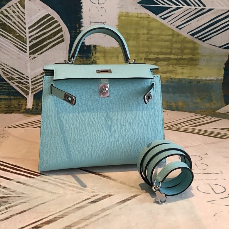1:1 Replica Hermes Kelly Light Blue For Women Silver Toned Hardware 10in/25cm - Image 7
