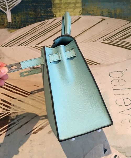 1:1 Replica Hermes Kelly Light Blue For Women Silver Toned Hardware 10in/25cm