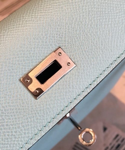 1:1 Replica Hermes Kelly Light Blue For Women Silver Toned Hardware 10in/25cm