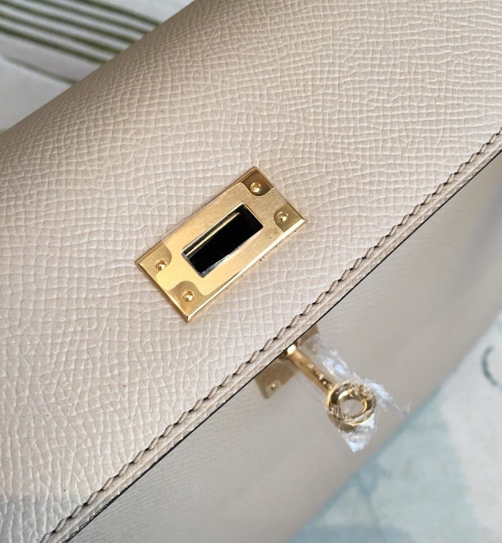 1:1 Replica Hermes Kelly Light Gray For Women Gold Toned Hardware 10in/25cm