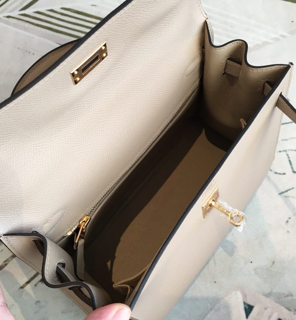 1:1 Replica Hermes Kelly Light Gray For Women Gold Toned Hardware 10in/25cm