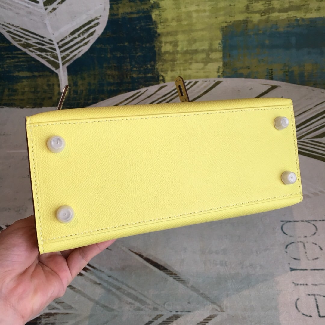 1:1 Replica Hermes Kelly Light Yellow For Women Silver Toned Hardware 10in/25cm - Image 2