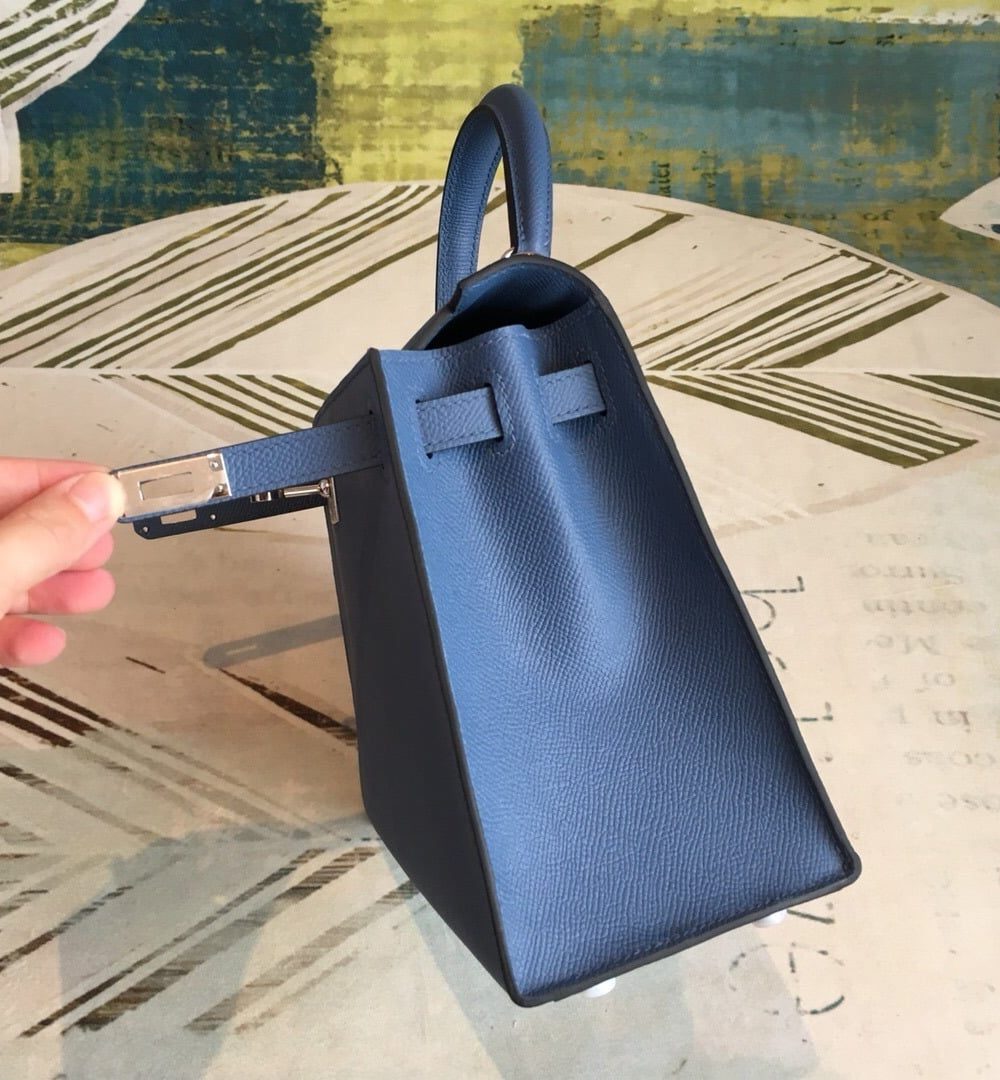 1:1 Replica Hermes Kelly Navy For Women Silver Toned Hardware 10in/25cm