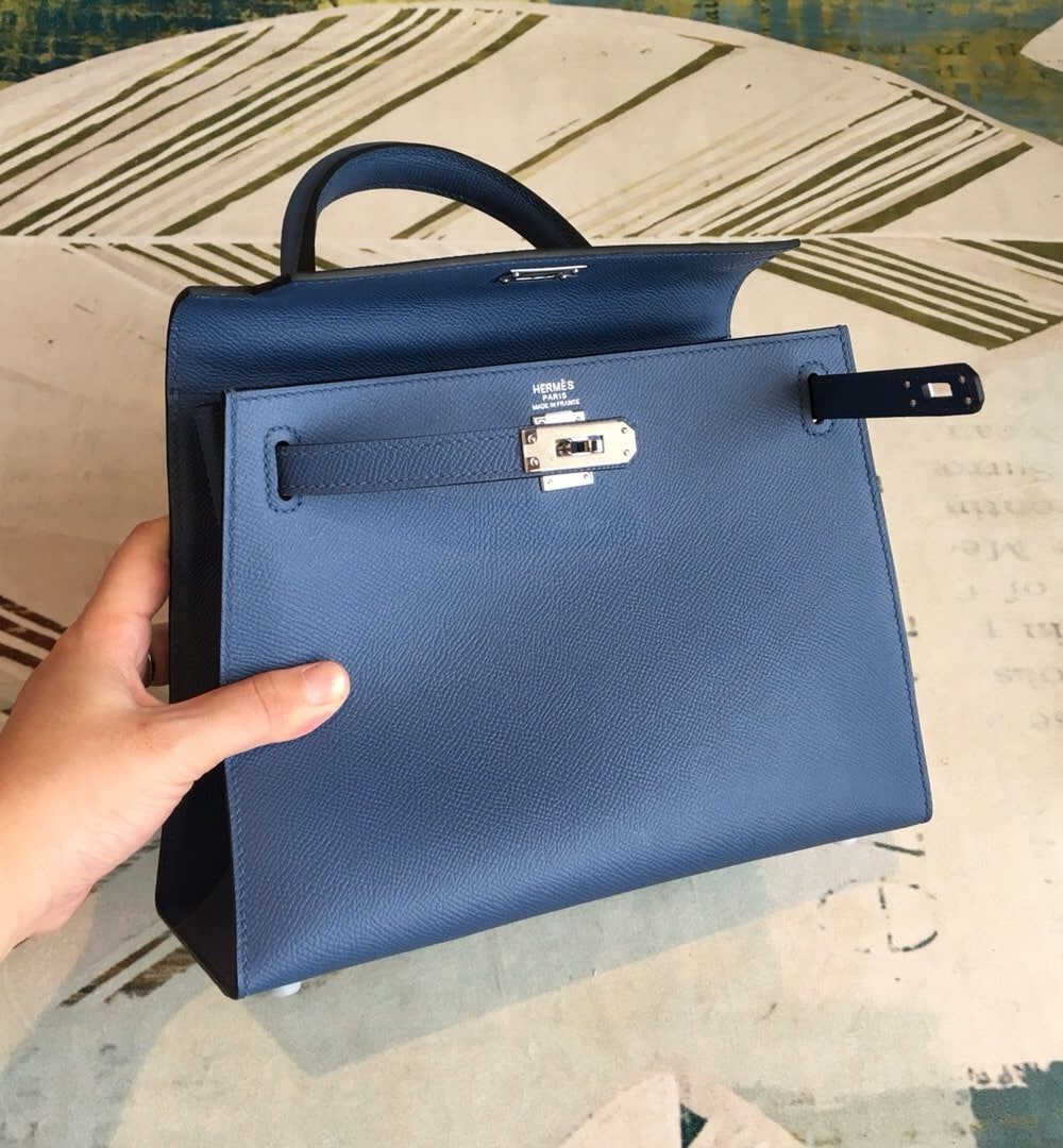 1:1 Replica Hermes Kelly Navy For Women Silver Toned Hardware 10in/25cm