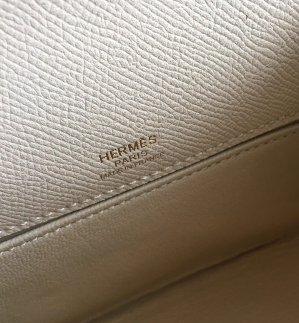 1:1 Replica Hermes Kelly Pochettee White For Women Gold Toned Hardware 8.5in/22cm