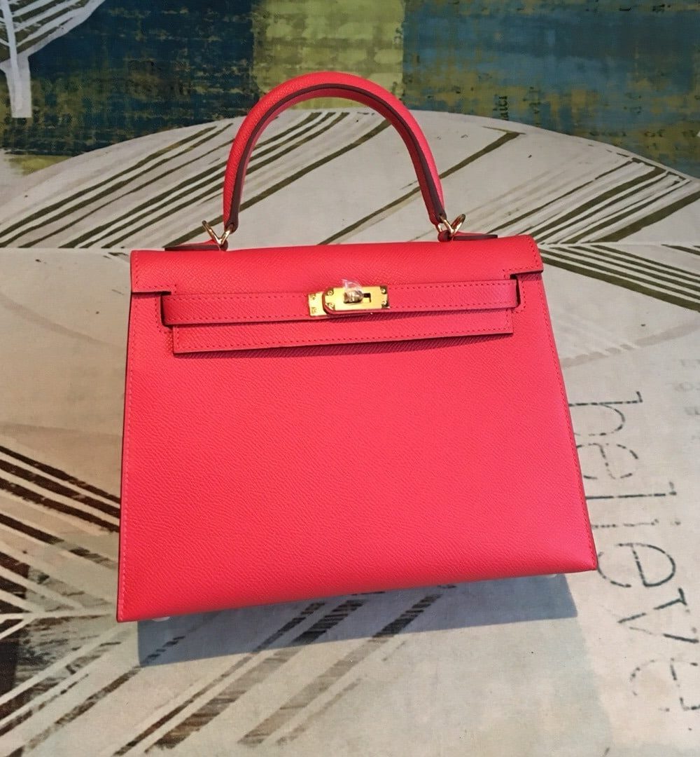 1:1 Replica Hermes Kelly Red For Women Gold Toned Hardware 10in/25cm