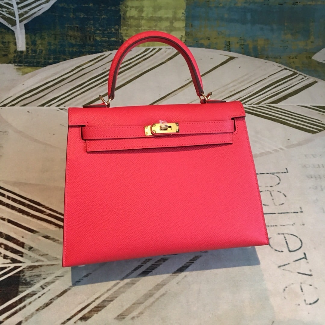 1:1 Replica Hermes Kelly Red For Women Gold Toned Hardware 10in/25cm