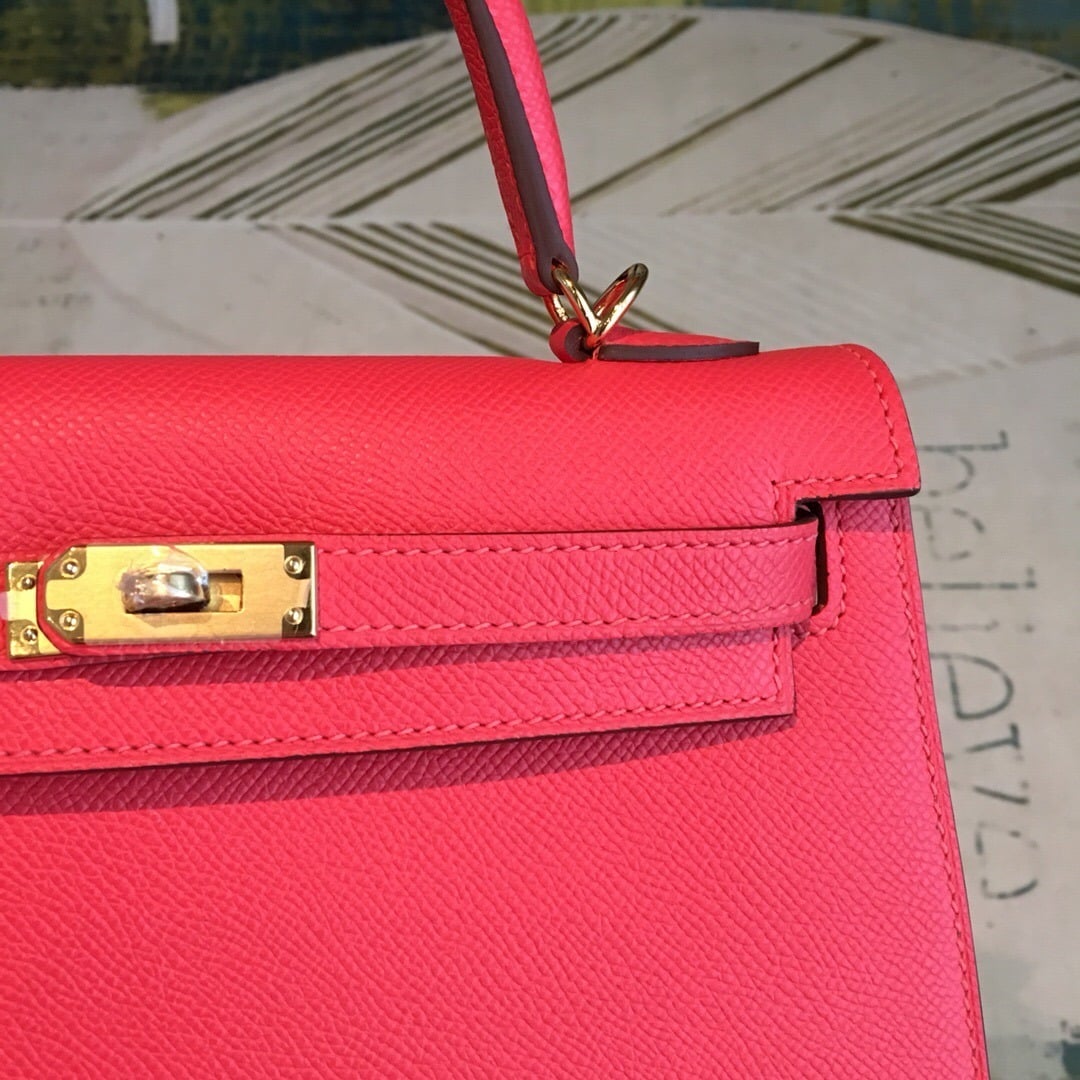 1:1 Replica Hermes Kelly Red For Women Gold Toned Hardware 10in/25cm - Image 5