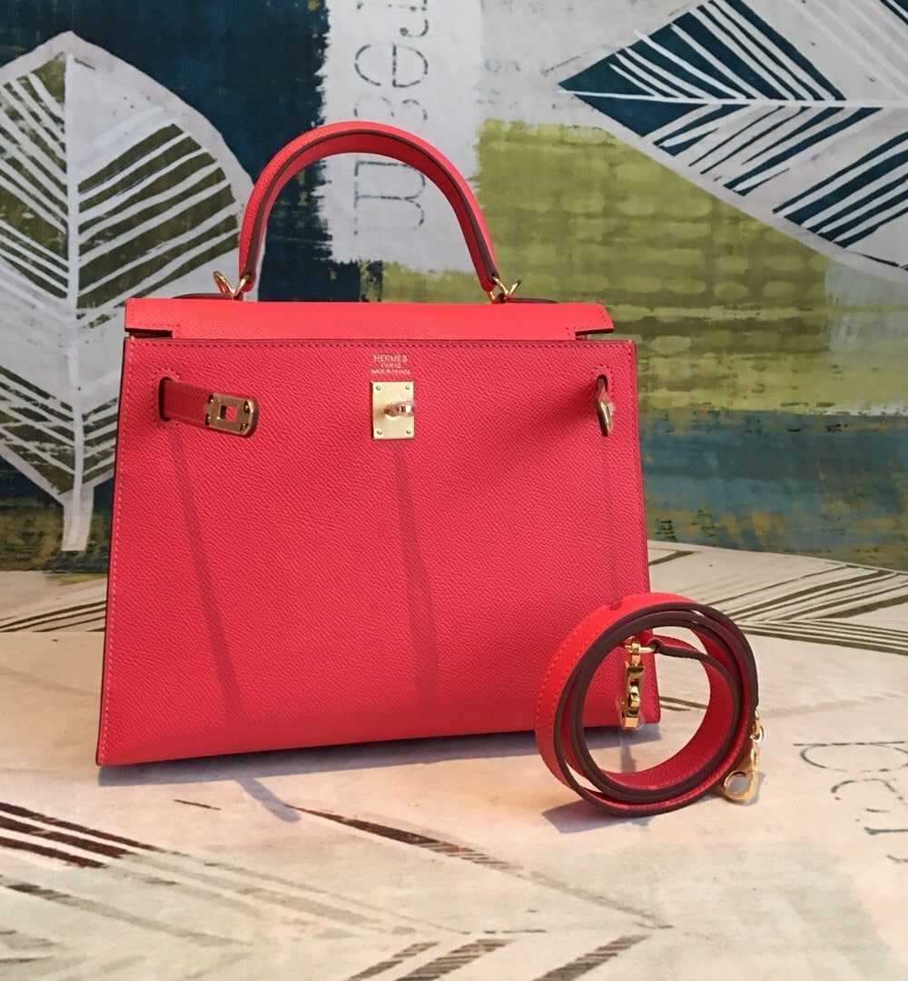 1:1 Replica Hermes Kelly Red For Women Gold Toned Hardware 10in/25cm