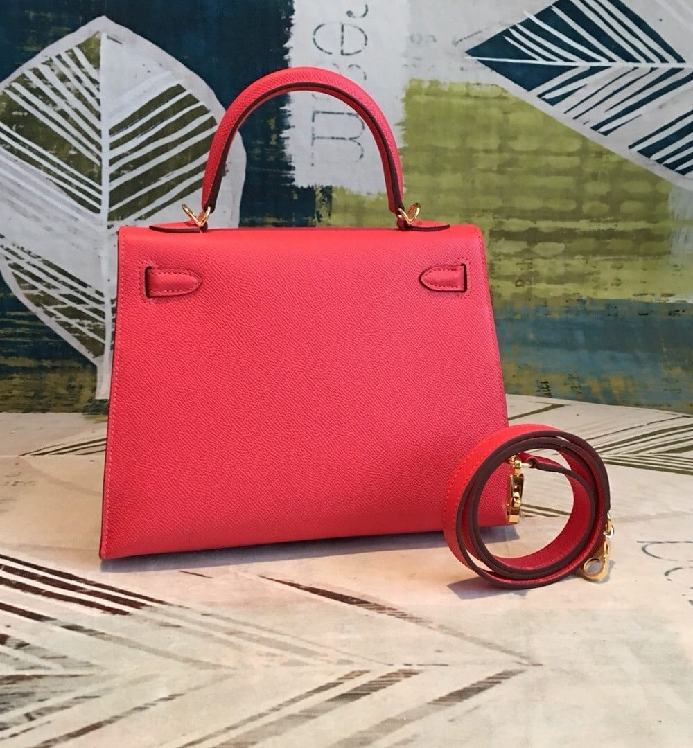 1:1 Replica Hermes Kelly Red For Women Gold Toned Hardware 10in/25cm