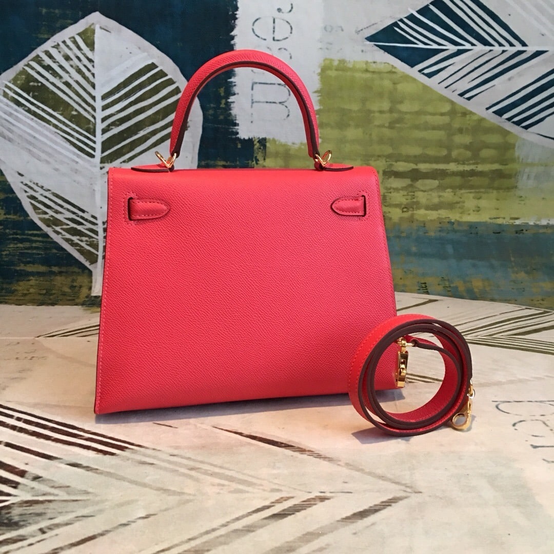 1:1 Replica Hermes Kelly Red For Women Gold Toned Hardware 10in/25cm - Image 9