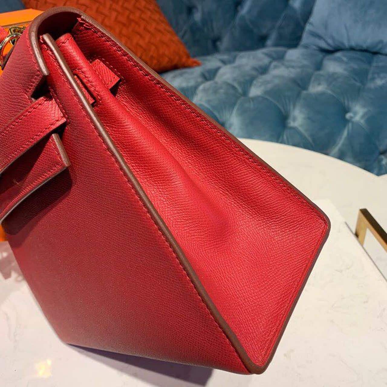 1:1 Replica Hermes Kelly Tomate For Women Gold Toned Hardware 10in/25cm - Image 9