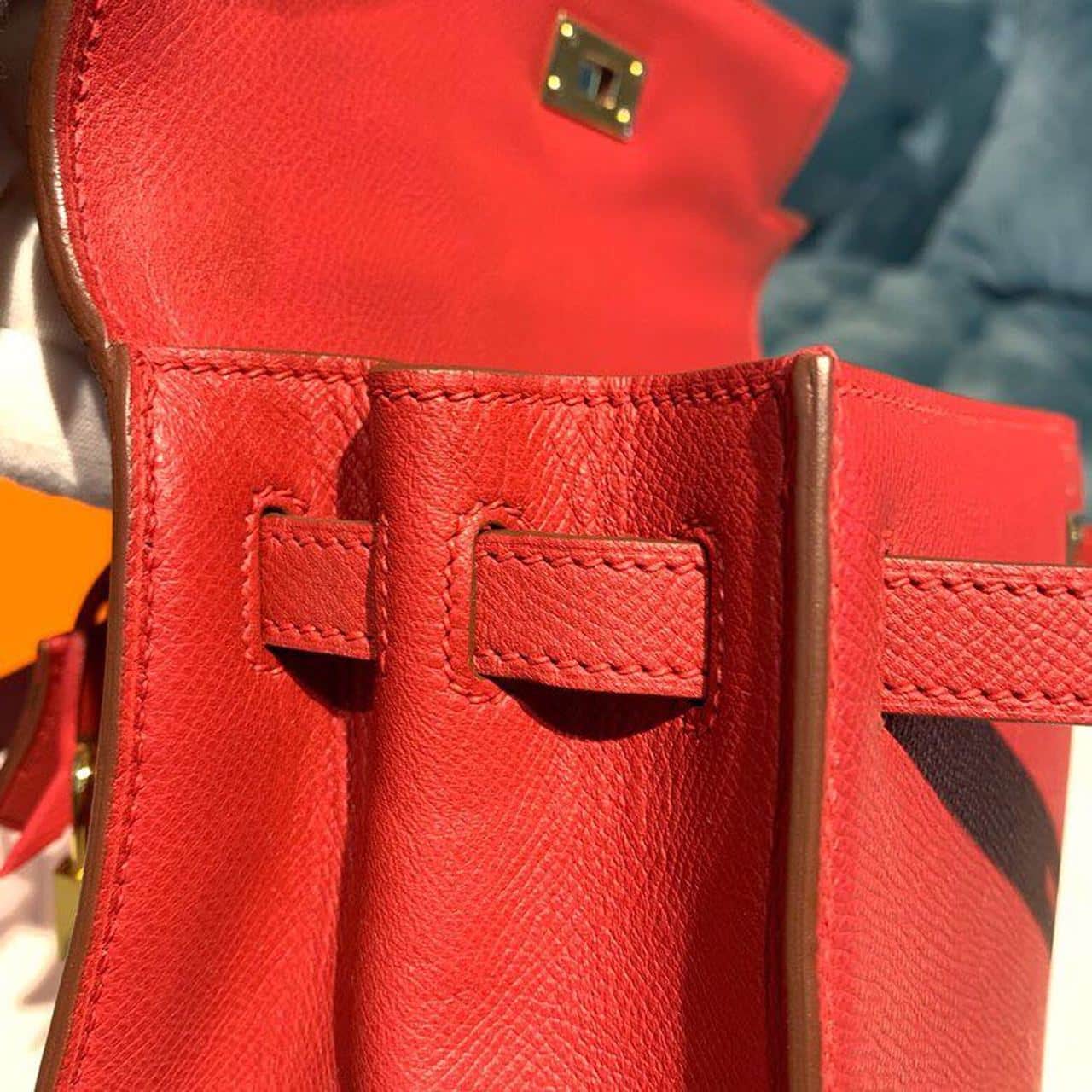 1:1 Replica Hermes Kelly Tomate For Women Gold Toned Hardware 10in/25cm - Image 14