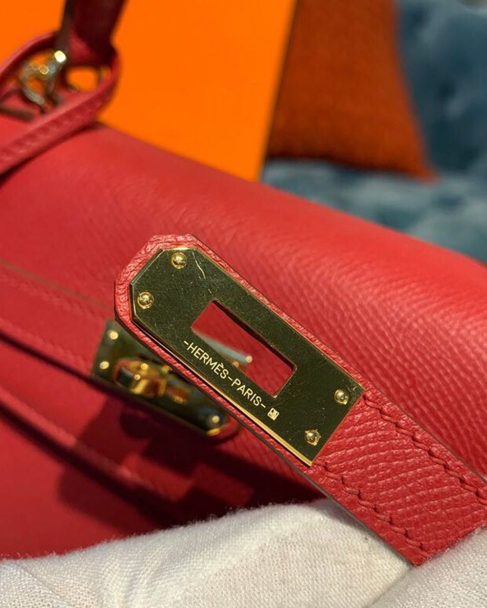 1:1 Replica Hermes Kelly Tomate For Women Gold Toned Hardware 10in/25cm