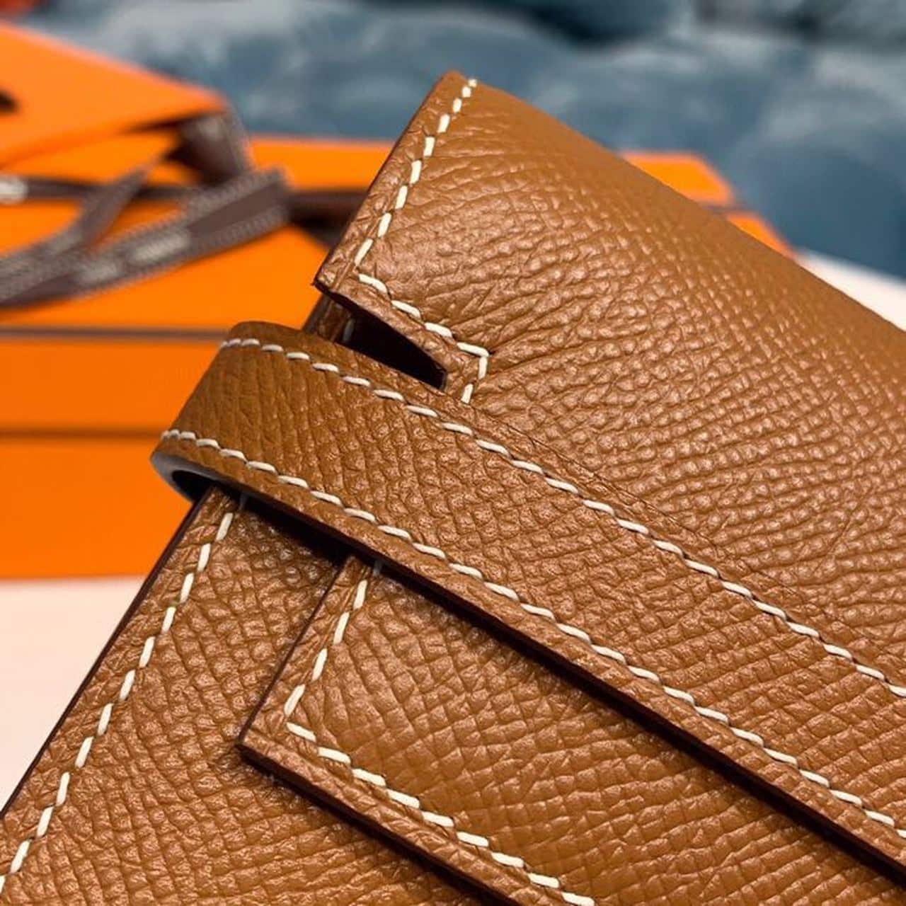 1:1 Replica Hermes Kelly Wallet To Go Woc Brown With Gold Toned Hardware Bag For Women 8.2in/21cm - Image 5