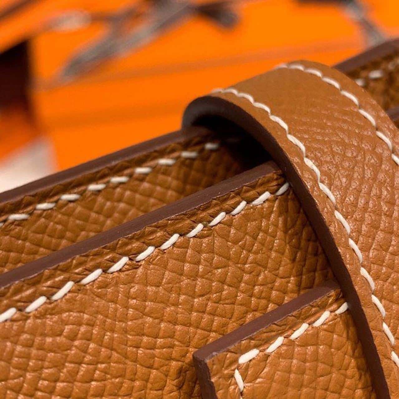 1:1 Replica Hermes Kelly Wallet To Go Woc Brown With Gold Toned Hardware Bag For Women 8.2in/21cm - Image 8