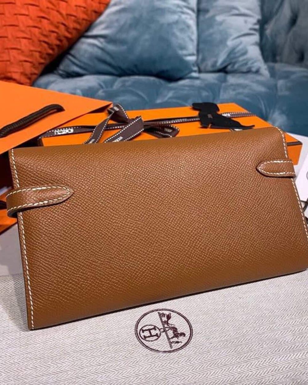 1:1 Replica Hermes Kelly Wallet To Go Woc Brown With Gold Toned Hardware Bag For Women 8.2in/21cm