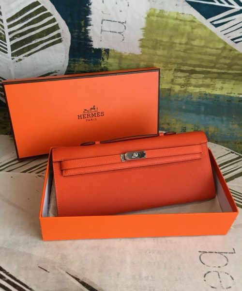 1:1 Replica Hermes Kelly Wallet To Go Woc Epsom Orange For Women, Women's Wallet 12.2in/31cm