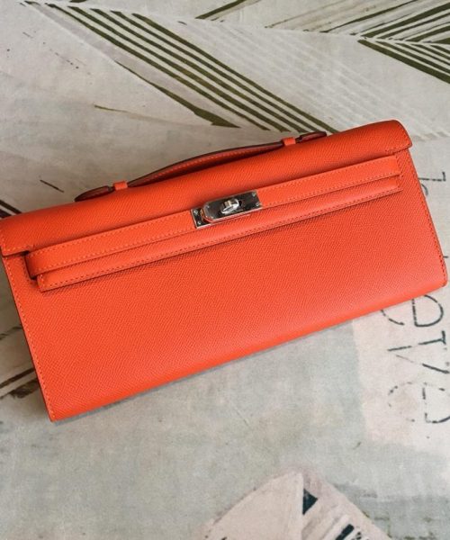 1:1 Replica Hermes Kelly Wallet To Go Woc Epsom Orange For Women, Women's Wallet 12.2in/31cm
