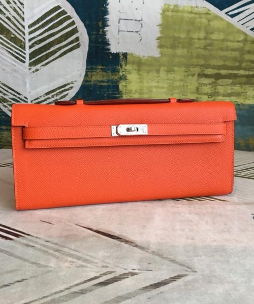 1:1 Replica Hermes Kelly Wallet To Go Woc Epsom Orange For Women, Women's Wallet 12.2in/31cm
