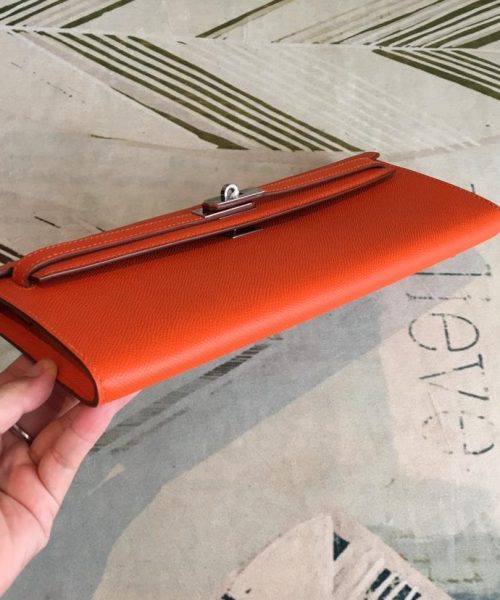 1:1 Replica Hermes Kelly Wallet To Go Woc Epsom Orange For Women, Women's Wallet 12.2in/31cm