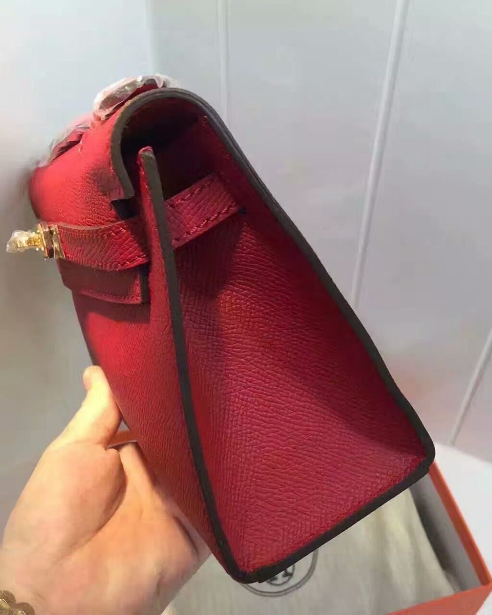 1:1 Replica Hermes Kelly Wallet To Go Woc Epsom Red For Women, Women's Wallet 8.5in/22cm