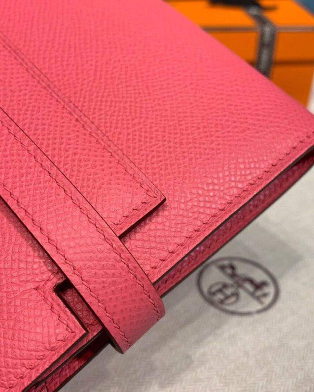 1:1 Replica Hermes Kelly Wallet To Go Woc Pink With Gold Toned Hardware Bag For Women 8.2in/21cm