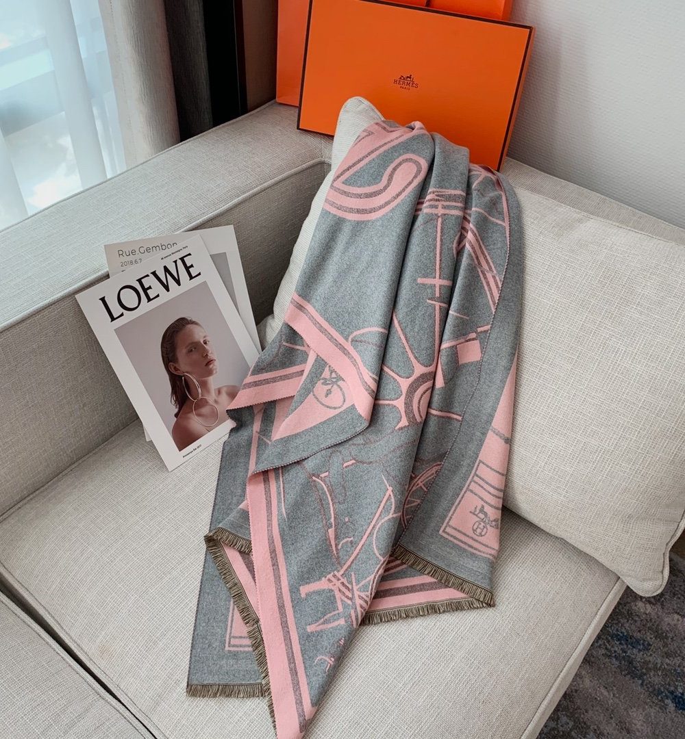 Hermes La Berline Bayadere Scarf 90 Pink 71in/180cm 