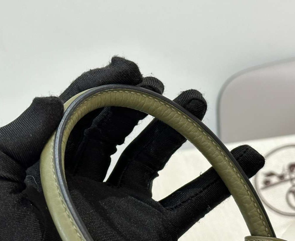 1:1 Replica Hermes Lady Lindi Bag White/Black/Green Khaki For Women 10.2in/26cm