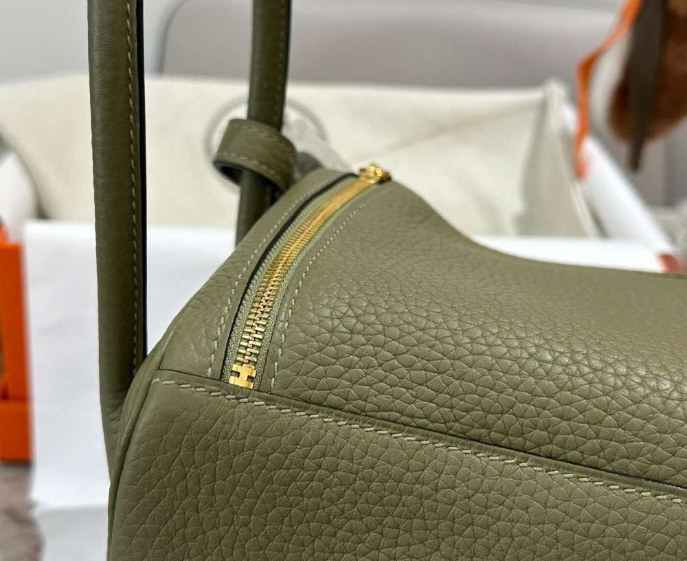 1:1 Replica Hermes Lady Lindi Bag White/Black/Green Khaki For Women 10.2in/26cm