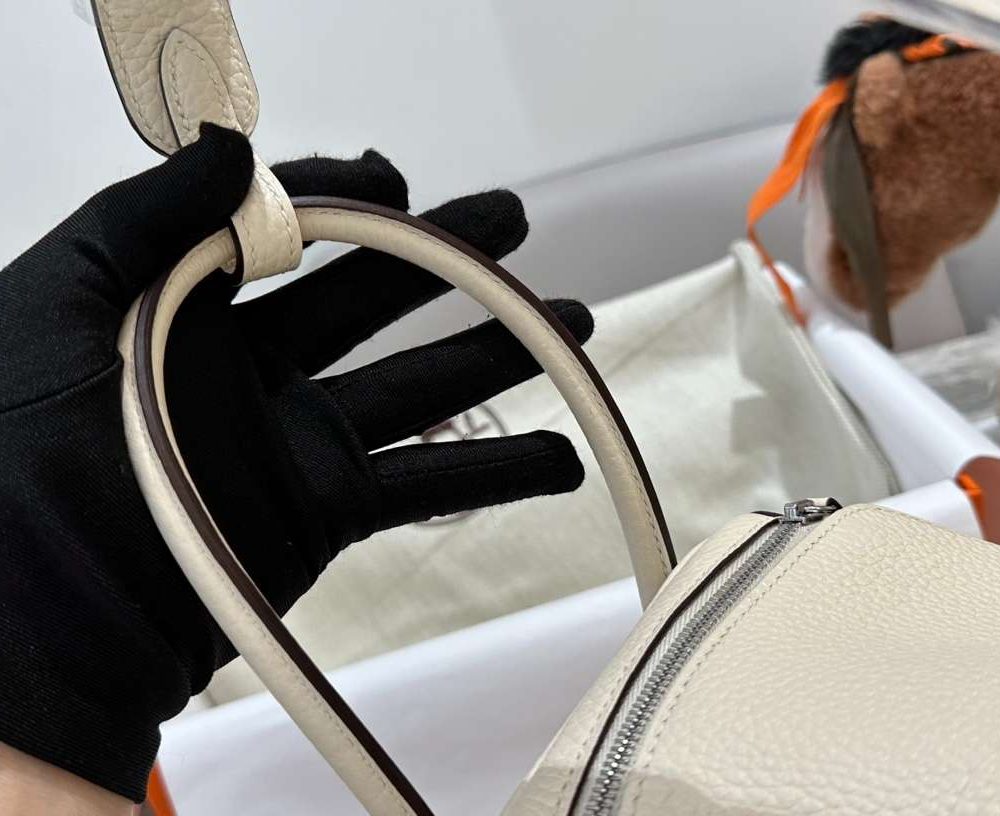 1:1 Replica Hermes Lady Lindi Bag White/Black/Green Khaki For Women 10.2in/26cm