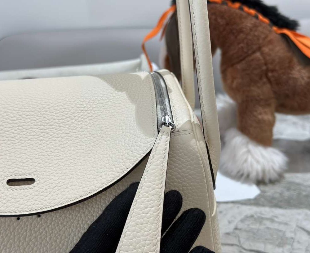 1:1 Replica Hermes Lady Lindi Bag White/Black/Green Khaki For Women 10.2in/26cm