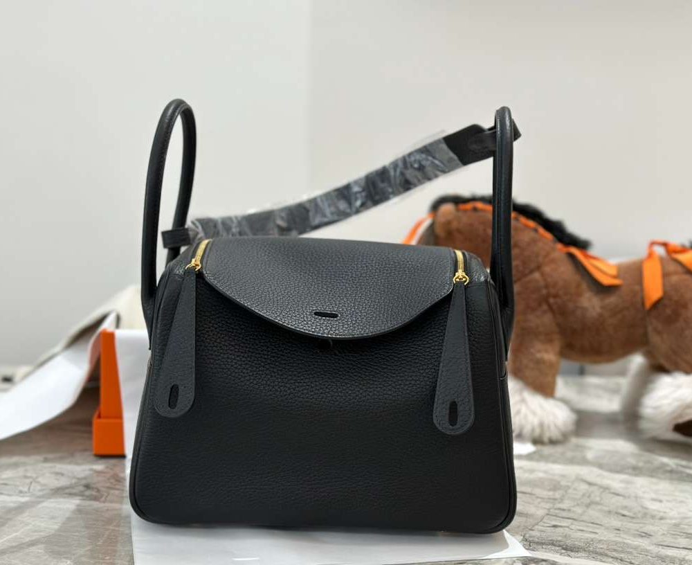 1:1 Replica Hermes Lady Lindi Bag White/Black/Green Khaki For Women 10.2in/26cm