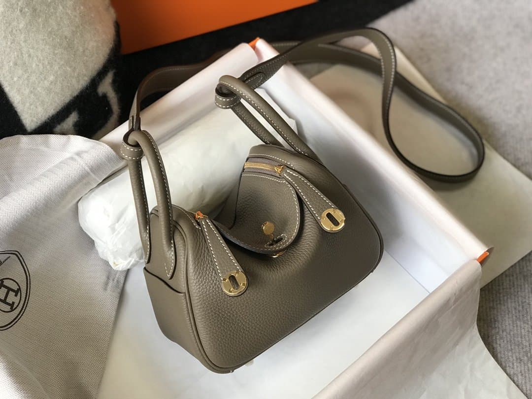 1:1 Replica Hermes Lindy Mini Bag Brown With Gold Hardware For Women, Women’s Handbags, Shoulder And Crossbody Bags 7.5in/19cm