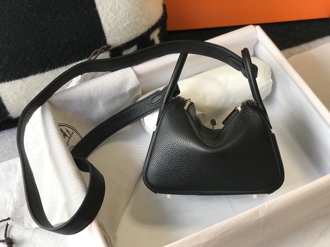 1:1 Replica Hermes Lindy Mini Clemence Bag Black For Women, Women’s Handbags, Shoulder And Crossbody Bags 7.5in/19cm - Image 3