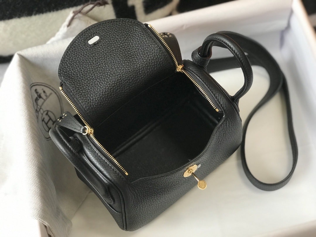 1:1 Replica Hermes Lindy Mini Clemence Bag Black For Women, Women’s Handbags, Shoulder And Crossbody Bags 7.5in/19cm - Image 2