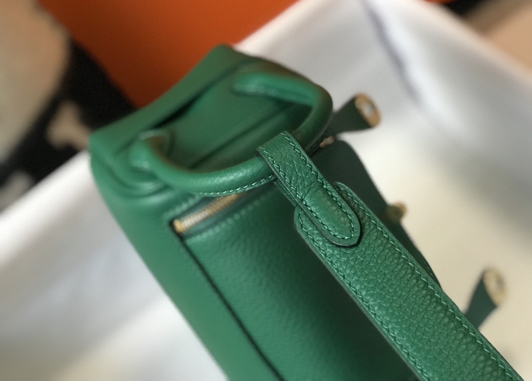 1:1 Replica Hermes Lindy Mini Clemence Bag Green For Women, Women’s Handbags, Shoulder And Crossbody Bags 7.5in/19cm - Image 7