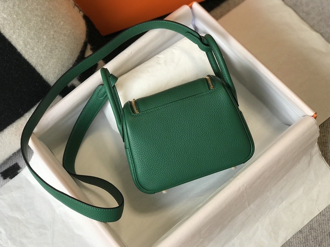 1:1 Replica Hermes Lindy Mini Clemence Bag Green For Women, Women’s Handbags, Shoulder And Crossbody Bags 7.5in/19cm - Image 2