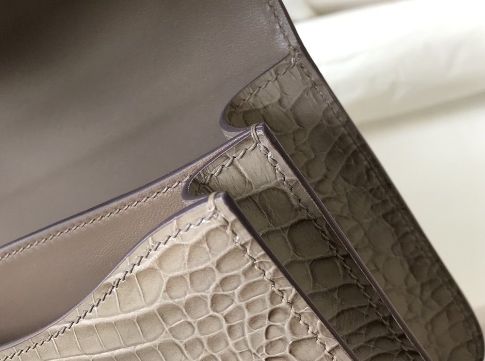 1:1 Replica Hermes Mini Constance Bag Grey For Women Gold Color Hardware 7.1in/18cm