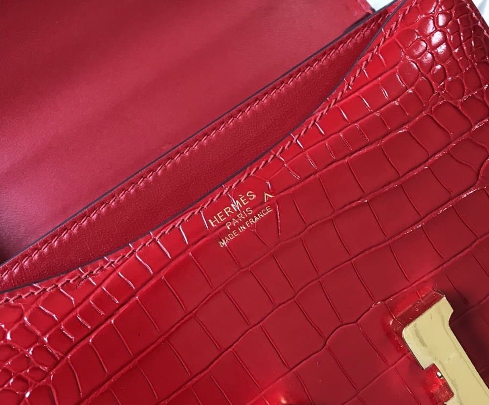 1:1 Replica Hermes Mini Constance Bag Red For Women Gold Color Hardware 7.1in/18cm