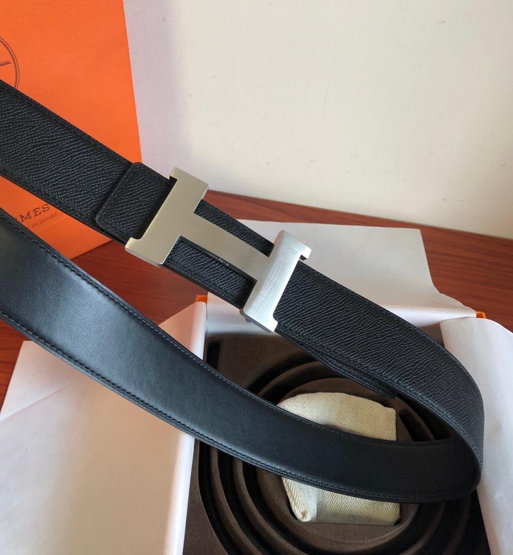 1:1 Replica Hermes Mini Constance Guillochee Belt Buckle & Reversible Black For Women, Women Belt