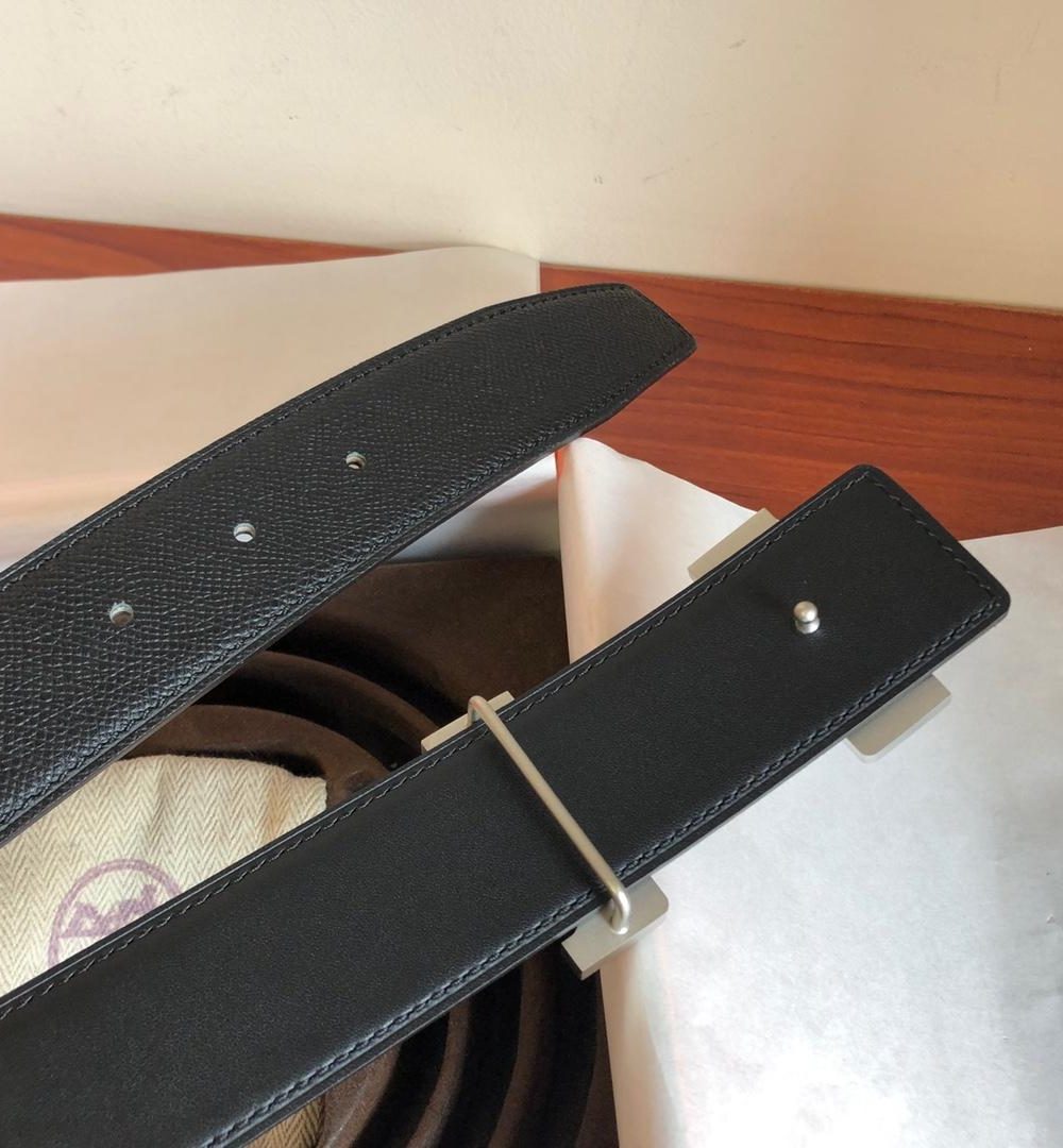 1:1 Replica Hermes Mini Constance Guillochee Belt Buckle & Reversible Black For Women, Women Belt