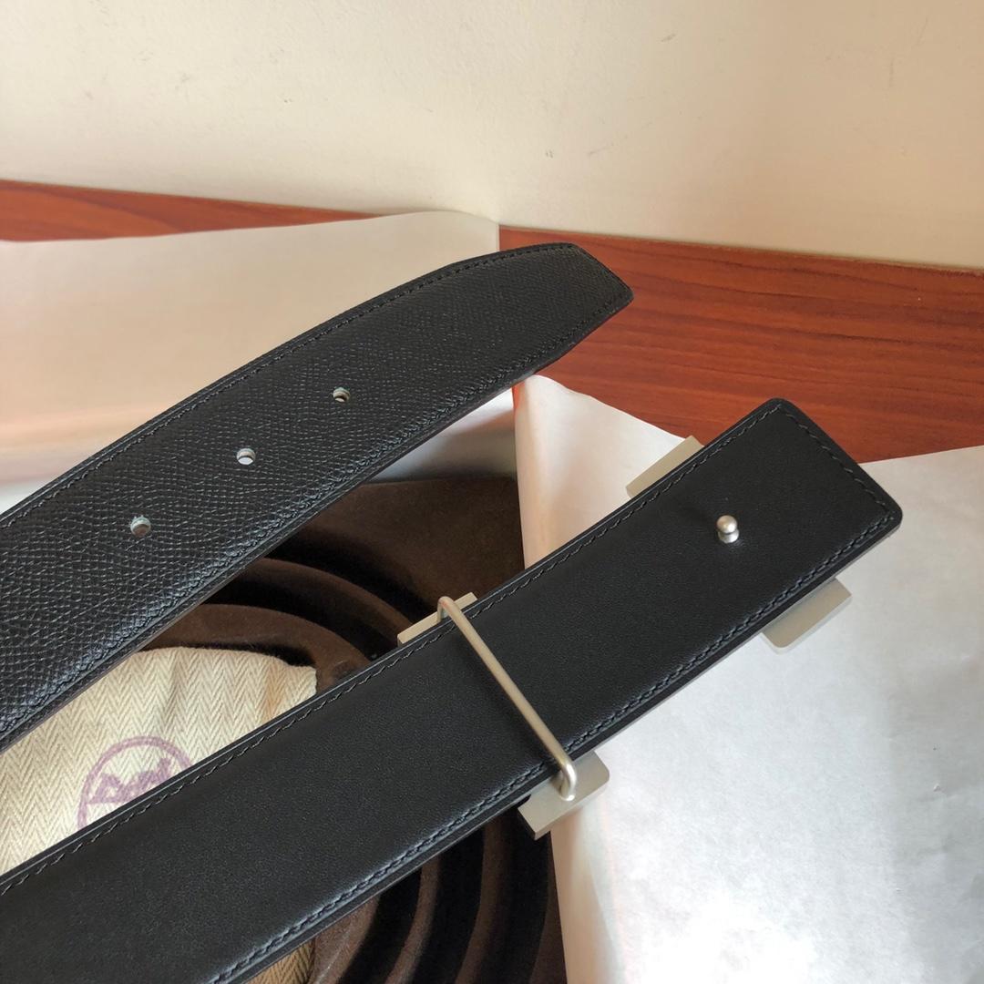 1:1 Replica Hermes Mini Constance Guillochee Belt Buckle & Reversible Black For Women, Women Belt - Image 4