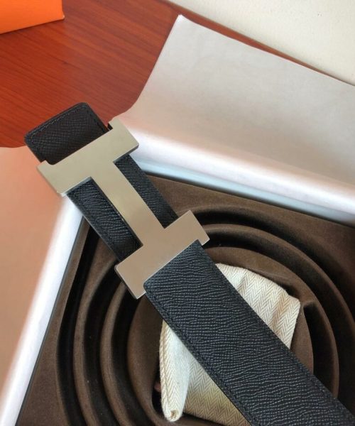 1:1 Replica Hermes Mini Constance Guillochee Belt Buckle & Reversible Black For Women, Women Belt