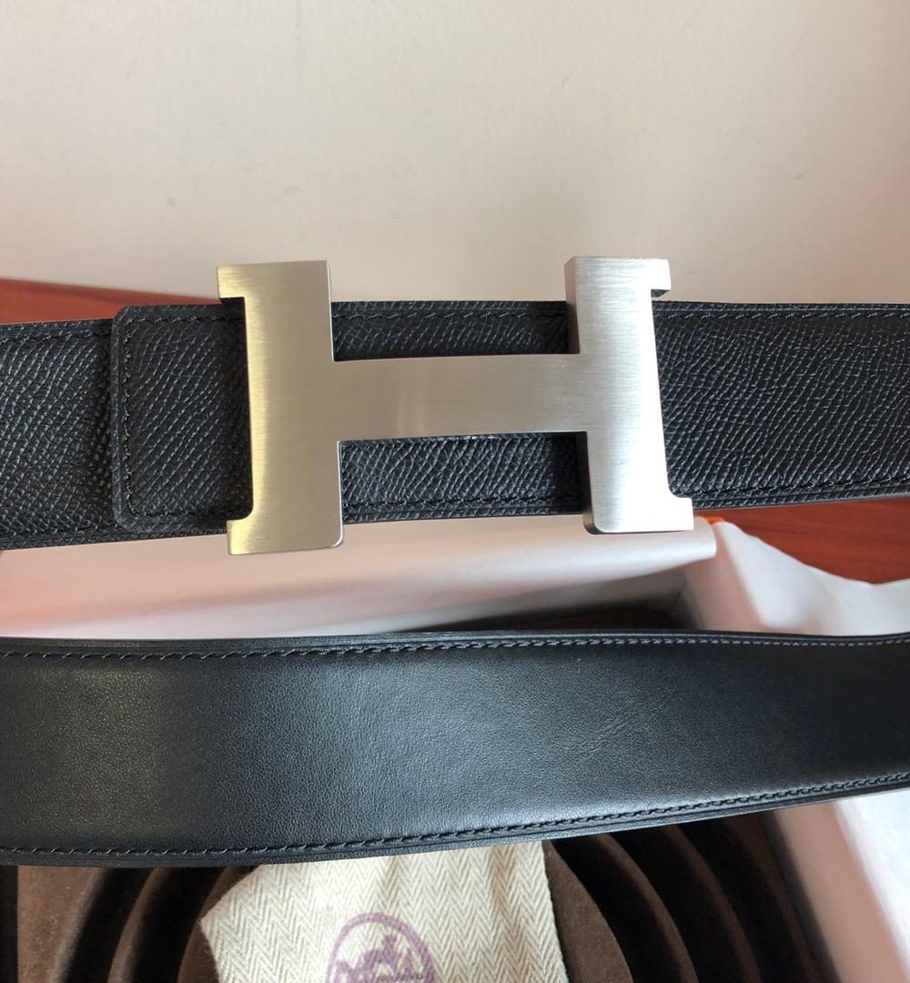1:1 Replica Hermes Mini Constance Guillochee Belt Buckle & Reversible Black For Women, Women Belt