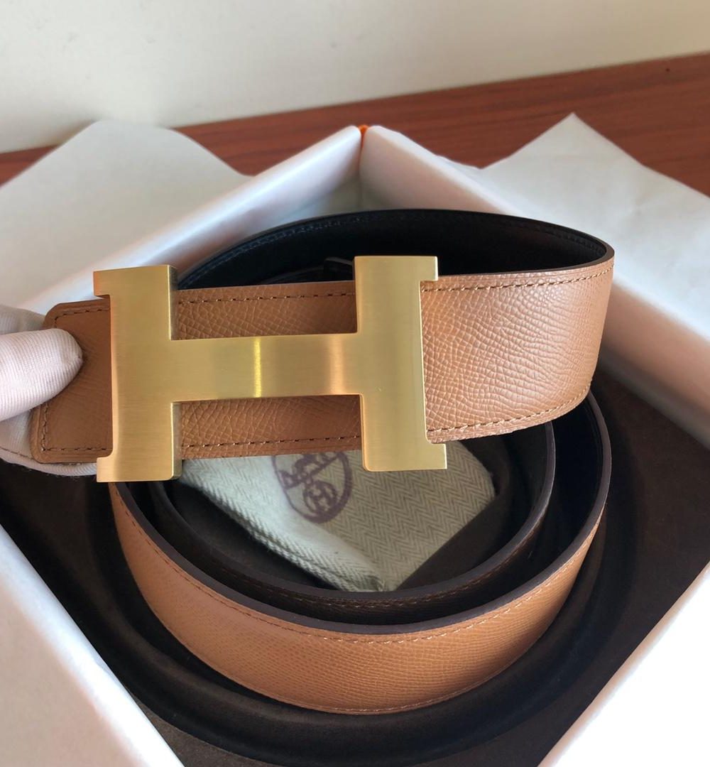 1:1 Replica Hermes Mini Constance Guillochee Belt Buckle & Reversible Brown For Women, Women Belt