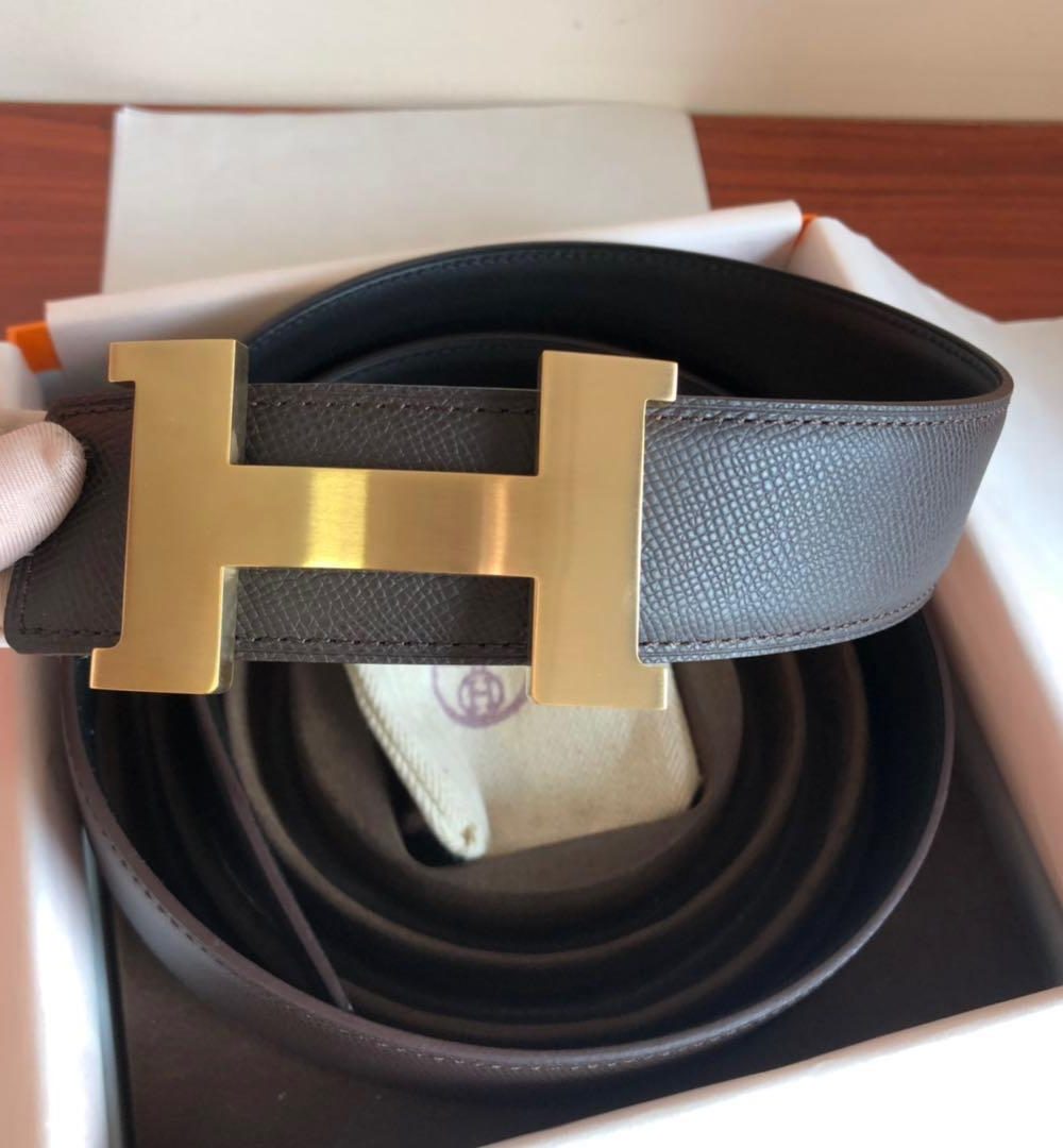 1:1 Replica Hermes Mini Constance Guillochee Belt Buckle & Reversible Grey For Women, Women Belt