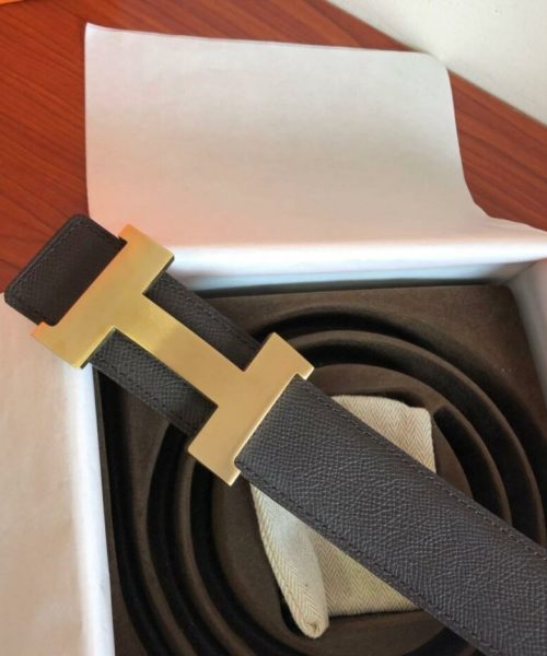 1:1 Replica Hermes Mini Constance Guillochee Belt Buckle & Reversible Grey For Women, Women Belt